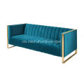 American Light Luxury Blue Fabric Sofa Set